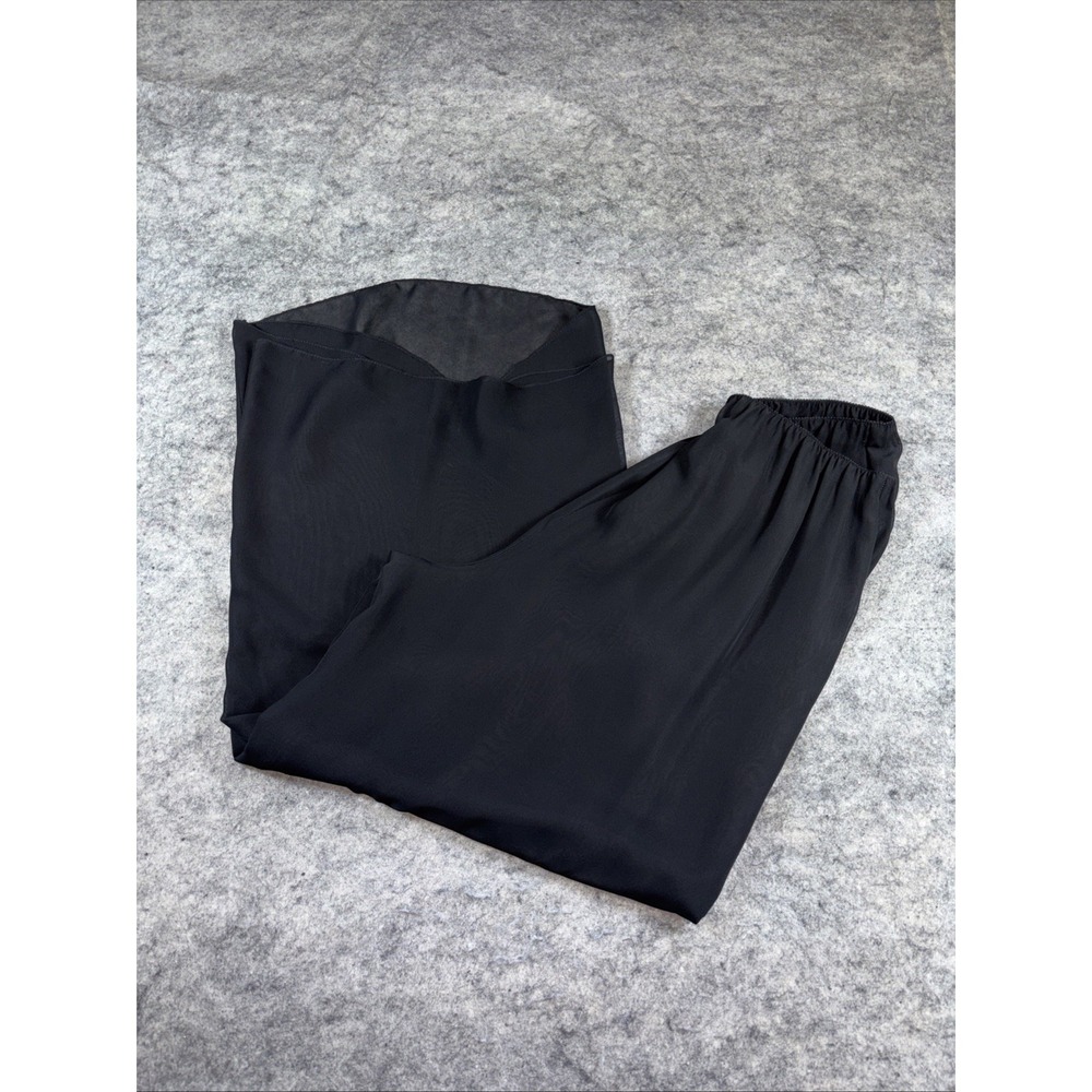 Alex Evenings Pants Women's Large Black Wide Leg Chiffon Evening Flowy Sheer - Picture 6 of 7